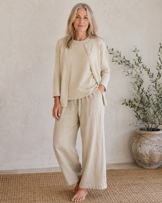 Peter Hahn Cashmere Twin set Cream Pullover & Cardigan Vintage Size US 10