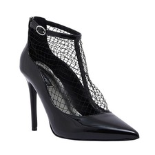 Nine West Black Fishnet Mesh Zip Stiletto Heel Ankle Boots Size 5.5