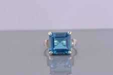 Sterling Silver 13mm Square Brilliant Blue Cubic Zirconia Band Ring 925 Sz: 6