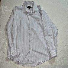 Pronto Uomo Non Iron Men's Dress Shirt Stripe Long Sleeve 16 1/2 32 33