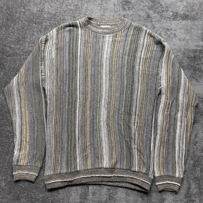 Vintage Fox Fire Sweater Mens XLT Tall Earth Tones 3D Knit Coogi Style USA Made
