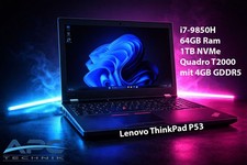 Lenovo ThinkPad P53 15,6" Workstation i7-9850H 64GB Ram 1TB SSD Quadro T2000 W11