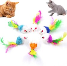 Cat Toys, Furry Rattle Mouse Toy Interactive Cat Toy with Feather Tail, 6