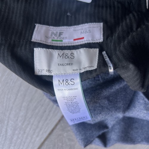 Marks and spencer M&S Mens Tailored Fit Wool Rich Tweed FLANNEL Trousers blue - Picture 8 of 10