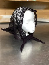 Vintage Black Nylon Chapel Mantilla Scarf Church Veil Triangular