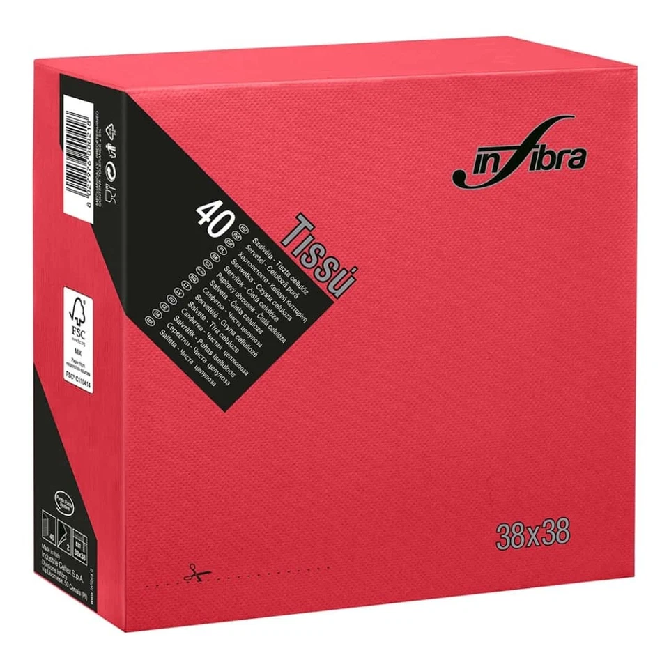 Tovaglioli Carta Tissù Colorati 38x38 cm 40 pz Infibra per Ristorante e Feste - Immagine 3 di 4