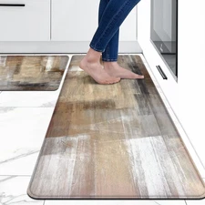 Kitchen Mat Set of 2 for Floor Brown Black Beige Kitchen Rugs and Mats Non Skid
