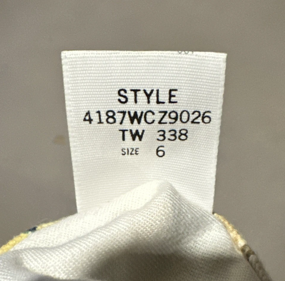 Pantalones de mezclilla para mujer Todd Oldham talla 6 amarillos estampados rectos años 90 Y2k de colección Foto 4 de 4