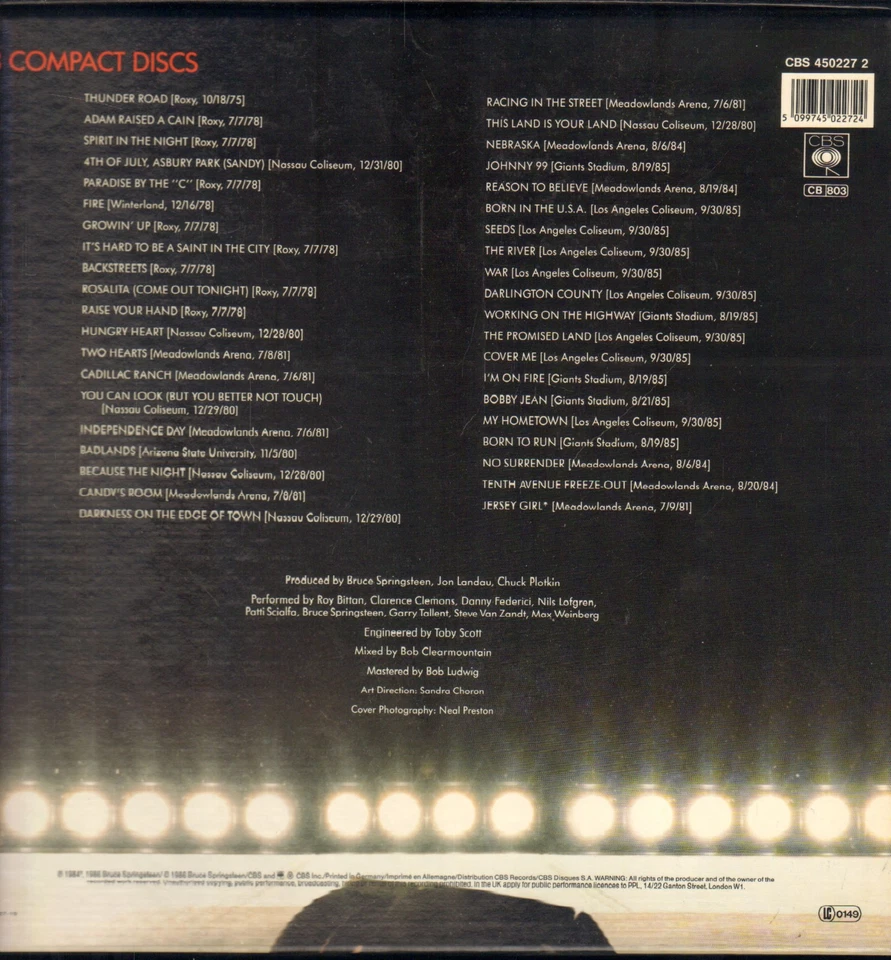 BRUCE SPRINGSTEEN-3-CD-BOX- LIVE 1975-1985-CBS-1986- NEUWERTIG - Bild 2 von 2