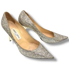 Jimmy Choo Glitter Heels Pointed Toe Stiletto Pumps Women Size 38