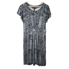 BCBGMAXAZRIA Black & White Snake Print Flutter Sleeve Dress size medium M B86