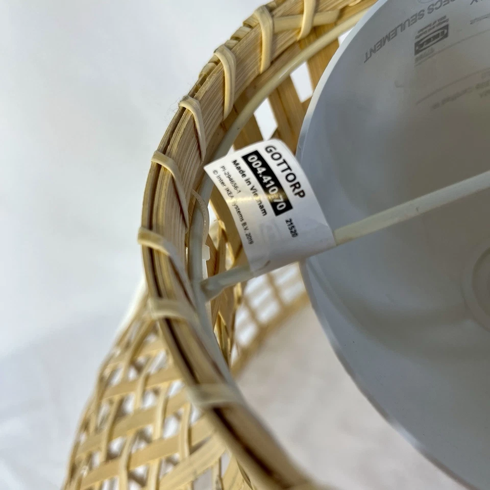 IKEA GOTTORP Pendant lamp shade bamboo 22x15" & Hemma Cord Set - Image 4 of 4