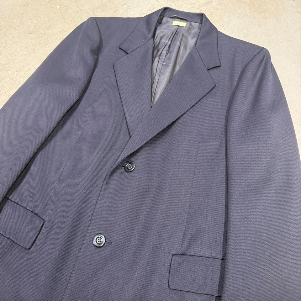 Brioni Coat Wool Long Overcoat Chesterfield Twill Made in Italy Blue Large 42 R - Image 2 of 4