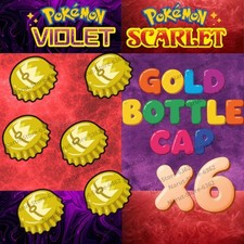 🔥GOLD BOTTLE CAP x6🔥 for Pokemon Scarlet & Violet✨ The teal Mask 🌟Indigo Disk