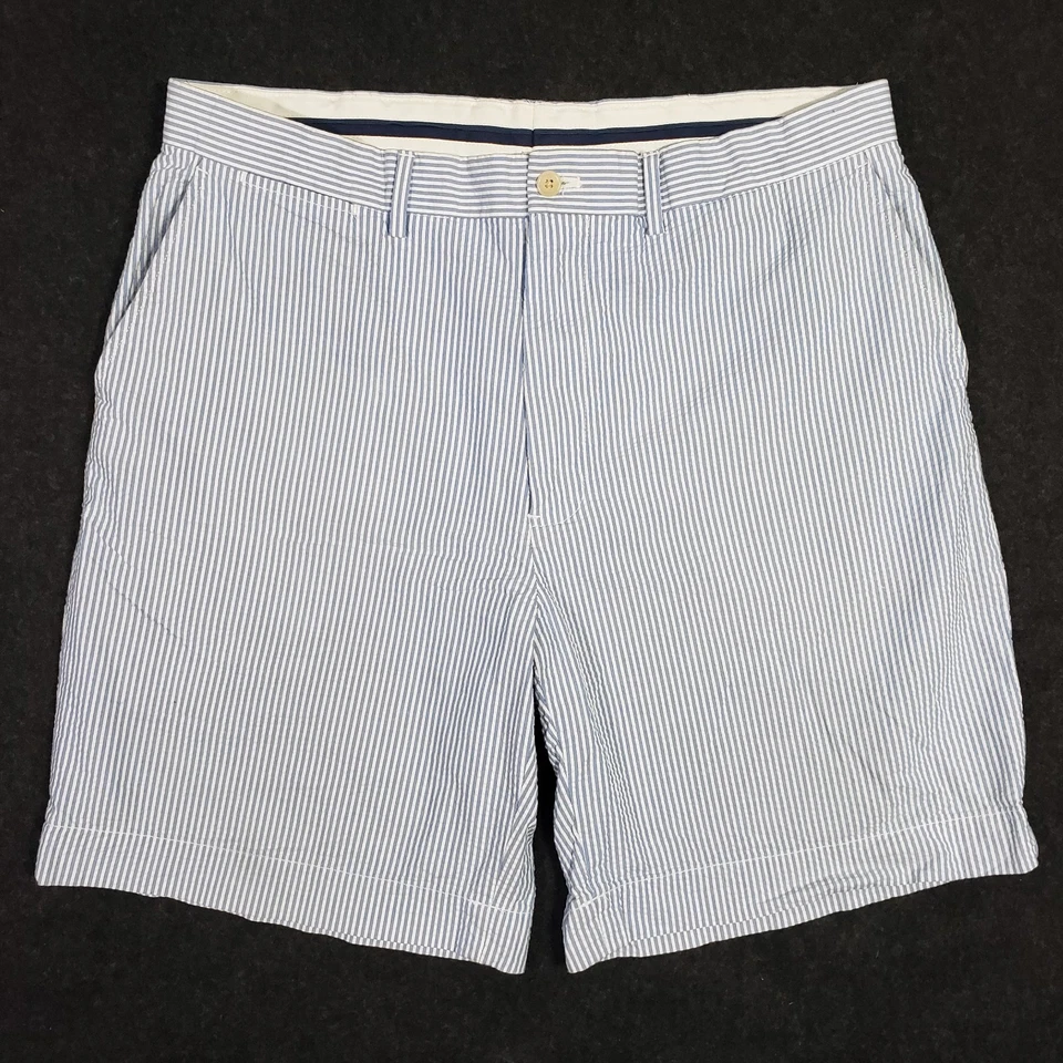 Pantalones Cortos Polo Golf Ralph Lauren Para Hombres 36 Kiawah Ocean Course Logo Seersucker Azul Foto 3 de 4