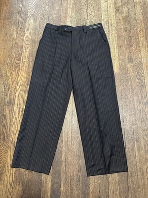 Vintage Linea Naturale Luxe Made in Italy 100% Wool Brown Pinstripe Trousers 33