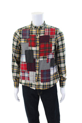Phos Phoro Mens Cotton Plaid Print Long Sleeve Top Multicolor Size L