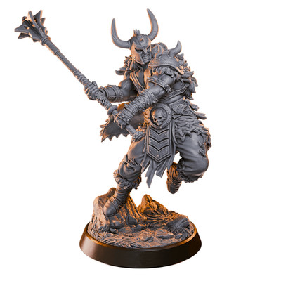 Barbarian with Mace | 32mm 3D Printed Resin Miniature | D&D Tabletop RPG Figure