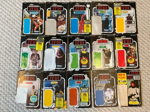 Vintage Kenner Star Wars Figure Card ROTJ & Trilogo Cardback Lot of 15