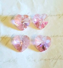 Swarovski 6202 10mm Heart Pendant Charm Light Rose AB 4pcs