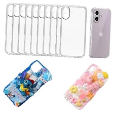  DIY Phone Junk Case for iPhone, 10 Pack Clear Cases, Crystal Iphone 16
