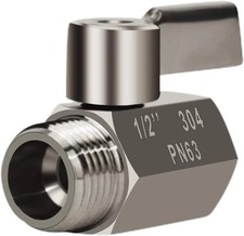Showerhead Shut off Valve with Stainless Handle, 304 Stainless Steel Mini Ball V