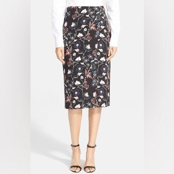 A.L.C. Юбка Daniels шелковая с цветочным принтом черная размер 4 - Изображение 2 из 4