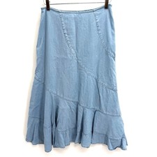 Vintage Emma James Denim Midi Skirt Size 6 Western Modest Prairie Light Wash
