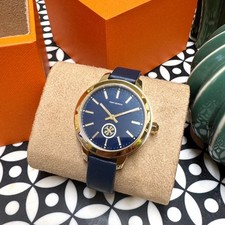 NWT TORY BURCH Collins Navy Leather Strap Watch TBW1203