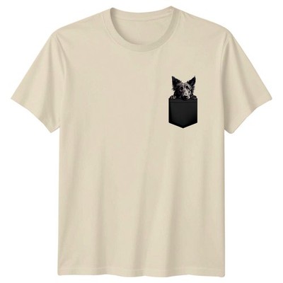 Peeking Dog Pocket Hunde Tiere Herren T-Shirt Damen Tee Grafik Unisex Top