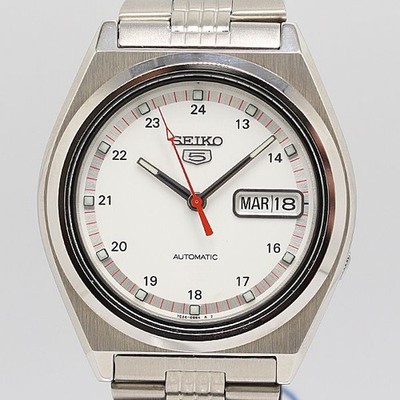 working Seiko 5 7S26 8760 AT Automatic White Dial Day Date Men's Watch 0528000