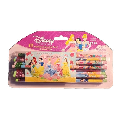 Disney Princess 12 Pc Pencil Set Valentines Cards  New In Pkg  2007