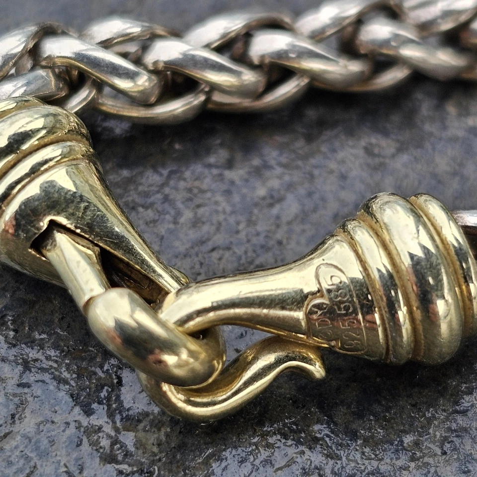 Collar de cadena de trigo David Yurman broche de oro macizo 14k 585 16" 6 mm de ancho Foto 2 de 4