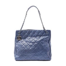 Chanel Matelasse Leather Tote Bag Women Blue One Size