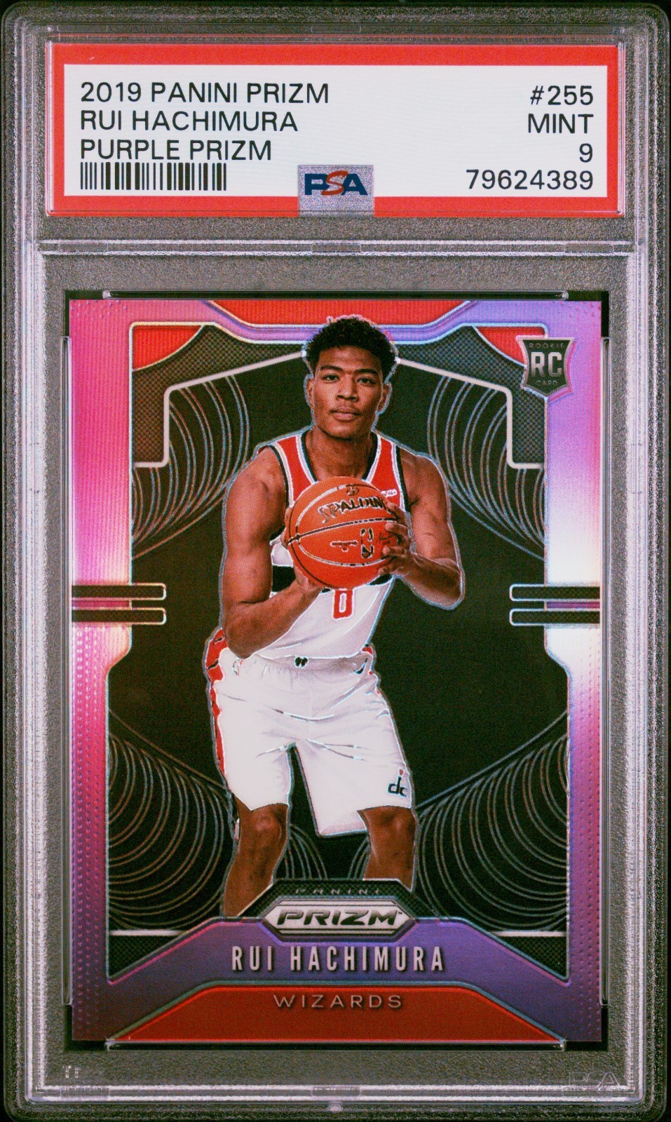 2019-20 Prizm #255 Rui Hachimura Purple #'d /75 Rookie RC PSA 9