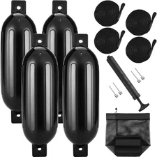 Uimoso Boat Fenders Inflatable Ribbed Boat Bumpers for Docking 8.5" x 26" Black