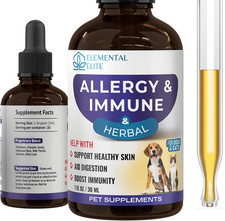 Allergy Relief Drops for Dogs  Cats, Natural Anti-Itch Support Supplement, Soot