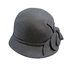 Croft Barrow 100 Wool Bowler Cloche Bucket Hat Black Floral-