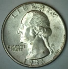 1936 Washington Silver Quarter Uncirculated 25c US BU Coin from Old Collection