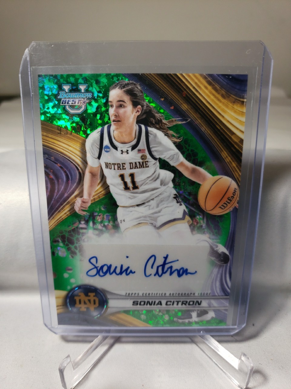 2024-25 BOWMAN UNIVERSITY'S BEST GREEN CONFETTI AUTO SP SONIA CITRON 93/99