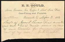 1883 E.E. Gould Painesville Ohio Stove & Furnace Billhead Receipt Ephemera