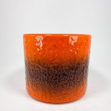 Keramik &Uuml;bertopf Planter Orange Braun 1960er Mid Century Skandinavien L 15,7 cm