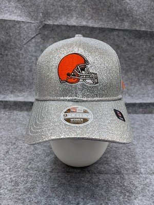Cleveland Browns Hat Cap Strap Back Women OS Silver Poly Bling Glittery NFL NWT