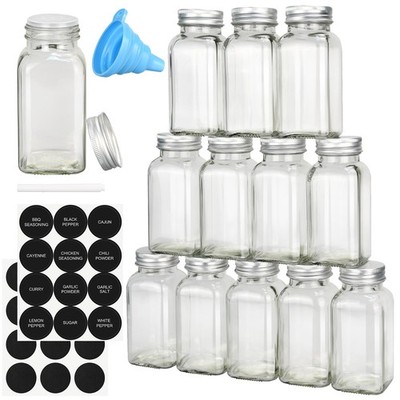DkOvn 12/24/48 Pack Glass Spice Jars, 4oz Empty 4-1/8in × 1-3/4in, clear