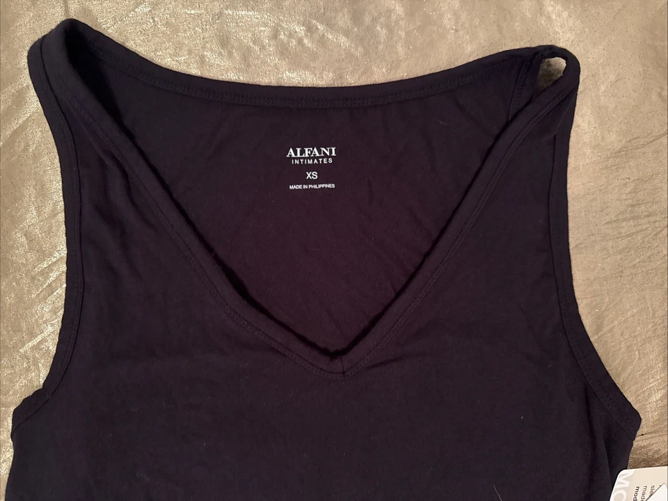 NWT Alfani Intimates Modal Blend Sleep Lounge V-Neck Cami Tank Black Size XS - Image 4 of 4