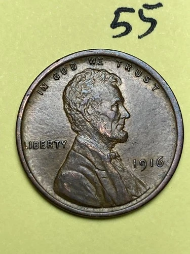 1916 LINCOLN WHEAT CENT,  high condition coin, XF/AU nice sharp details #55