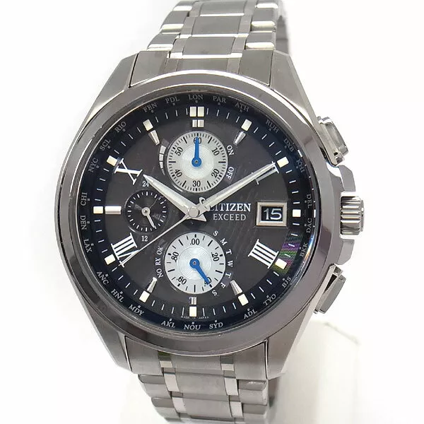 Citizen Exceed Eco-Drive Titanium Solar Radio AT8075-52E Analog Men's Watch