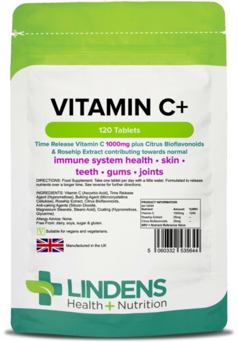 Lindens Vitamin C 1000mg 3-PACK 360 Tablets w/ Rosehip Bioflavonoids Supplement - Afbeelding 1 van 3