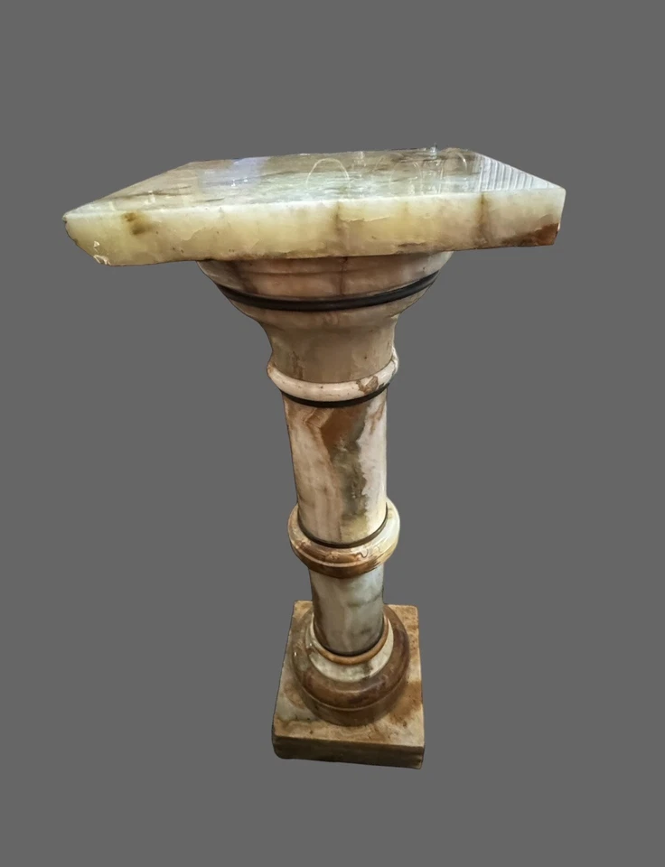 Antiguo soporte de pedestal de exhibición de estatua o escultura victoriana de mármol y ónix Foto 4 de 4