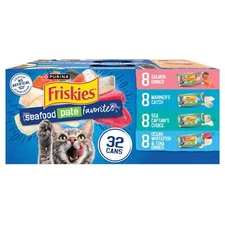 Friskies Pate Seafood Favorites Variety Pack, Wet Cat Food, 5.5 oz Cans, 32 Pack